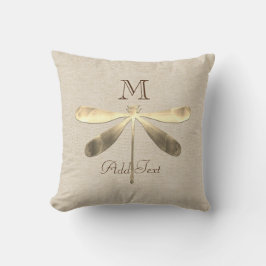 Cute Guld Dragonfly Monogrammad Kudde