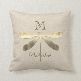 Cute Guld Dragonfly Monogrammad Kudde