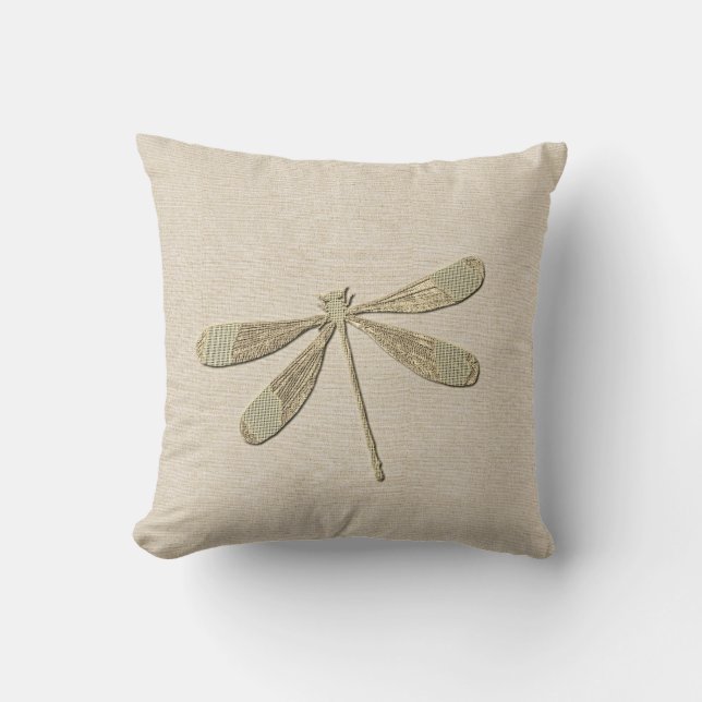 Cute Guld Dragonfly Monogrammad Kudde (Framsida)