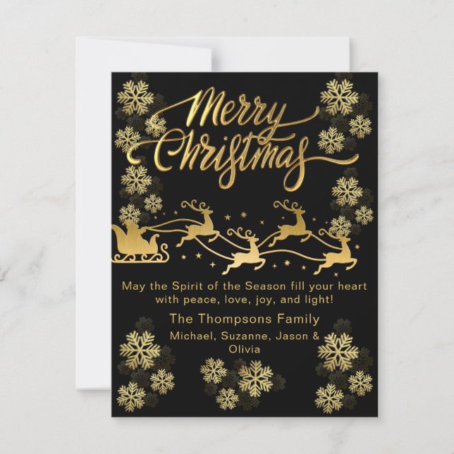 Cute Guld Elegant Letar efter foto för God jul Julkort (Framsida)