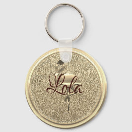 Cute Guld Flamingo Add Text Nyckelring