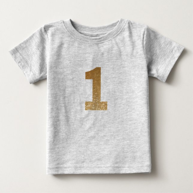 Cute Guld Glitter 1:a födelsedag  T Shirt (Framsida)
