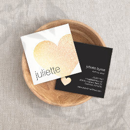 Cute Guld Glitter Heart Beauty Salon Square Fyrkantigt Visitkort