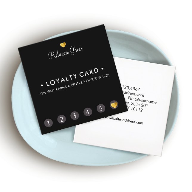 Cute Guld Heart 6 Slår kundlojalitetstorget Lojalitetskort (Skapare uppladdad)