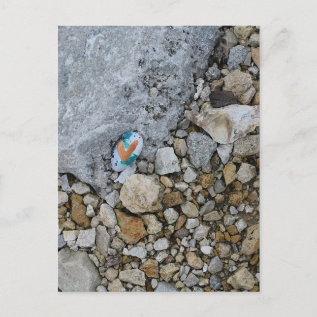 Cute Guld Heart Sten på Burlington, Iowa River Vykort (Framsida)