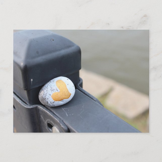 Cute Guld Heart Sten Vykort (Framsida)