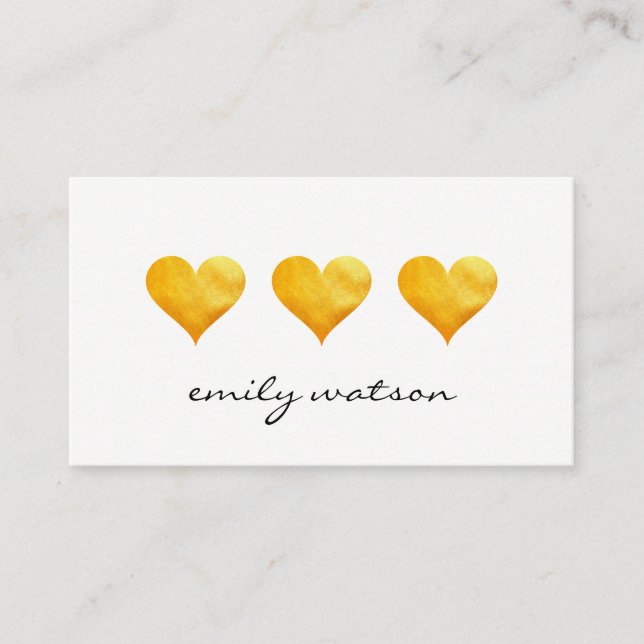 Cute Guld Hearts Visitkort (Framsida)