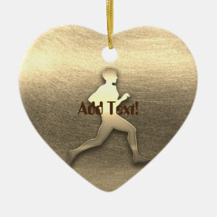 Cute Guld Joggare Athletics Marathon Julgransprydnad Keramik