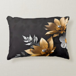 Cute Guld och Silver Blommigt Solrosblomma Prydnadskudde