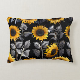 Cute Guld och Silver solrosblomma Prydnadskudde