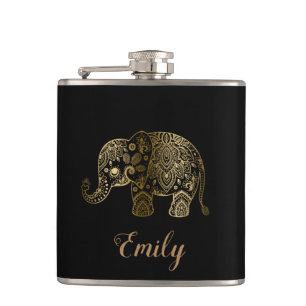 Cute Guld Paisley Elephant Fickplunta