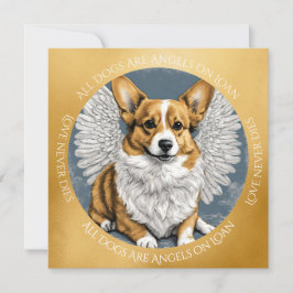 Cute Guld Pembroke Corgi Angel Sympathy Tack Kort