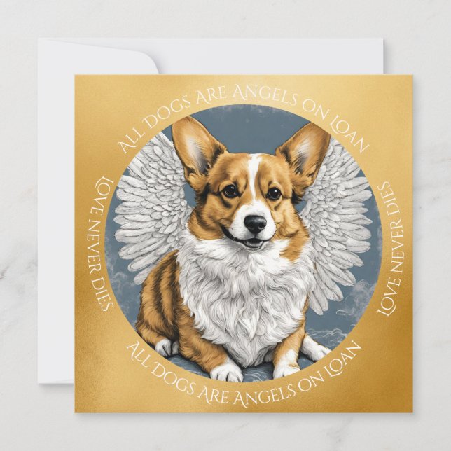 Cute Guld Pembroke Corgi Angel Sympathy Tack Kort (Framsida)