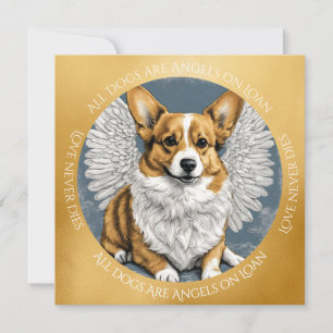 Cute Guld Pembroke Corgi Angel Sympathy Tack Kort