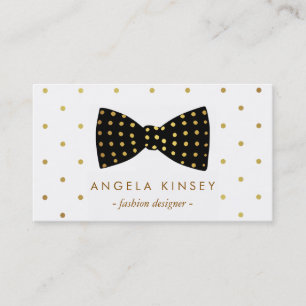 Cute Guld Polka dots Ribbon Bow Visitkort
