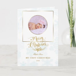 Cute Guld Ram Mitt första julfoto i Baby Kort