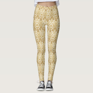 Cute guld Snöflingor Leggings