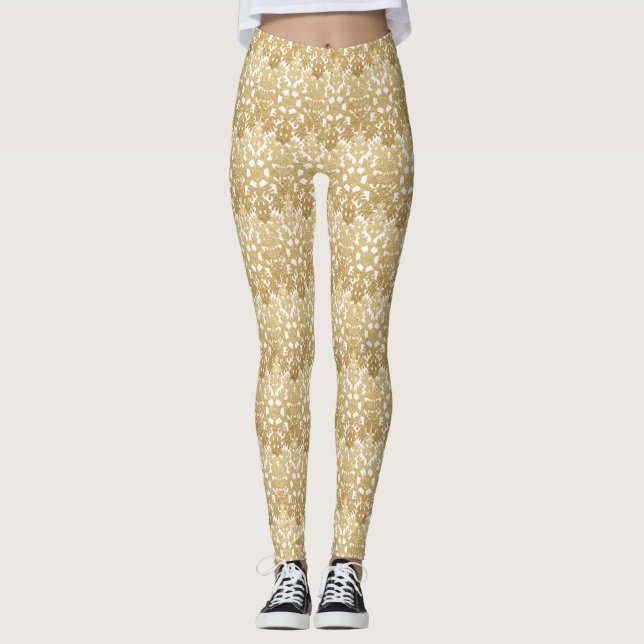Cute guld Snöflingor Leggings (Framsida)