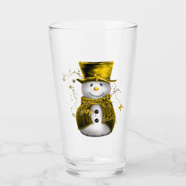 Cute Guld Snögubbe jul Glaskopp (Framsida)