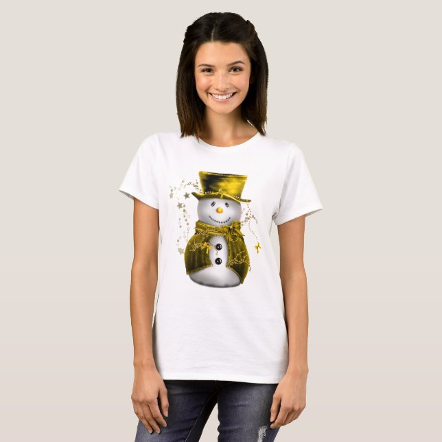 Cute Guld Snögubbe Tee (Hel framsida)