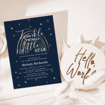 Cute Guld Star & Rainbow Baby Shower