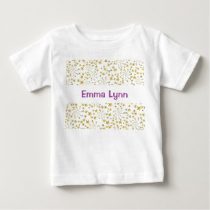 Cute Guld Stars Flower Fireworks Personlig Namn T Shirt