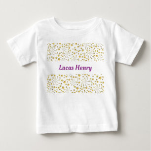 Cute Guld Stars Flower Fireworks Personlig Namn T Shirt