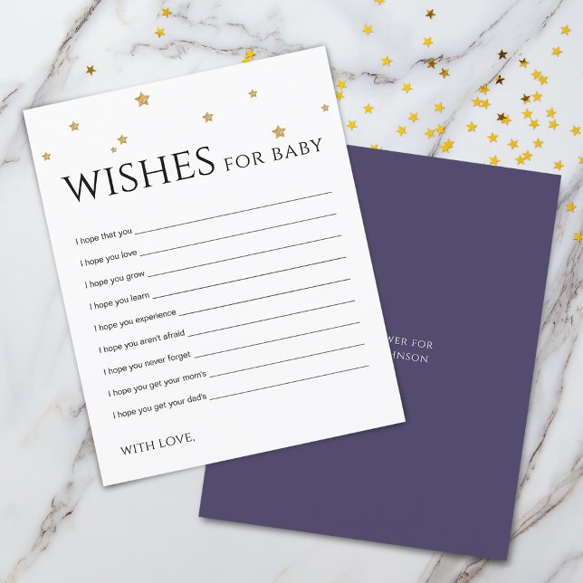 Cute Guld Stars Önskemål för Baby Adapter (Cute Gold Stars Wishes for Baby Advice Card)