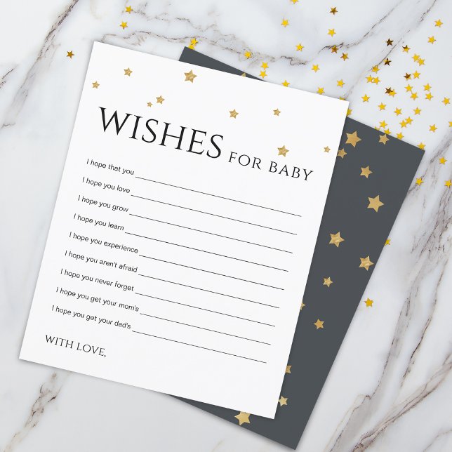 Cute Guld Stars Önskemål för Baby Adapter (Cute Gold Stars Wishes for Baby Advice Card)