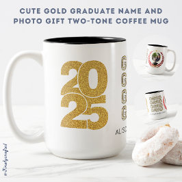 Cute Guld Student Namn och Photo Gift Two Tone Två-Tonad Mugg