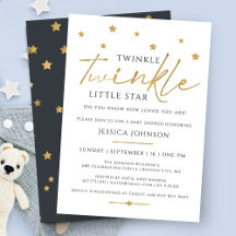 Cute Guld Twinkle Twinkle Little Star Baby Shower
