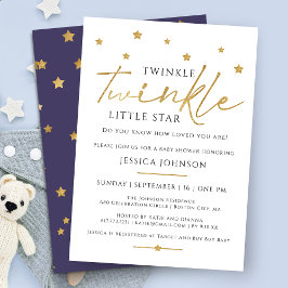 Cute Guld Twinkle Twinkle Little Star Baby Shower Inbjudningar