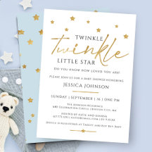 Cute Guld Twinkle Twinkle Little Star Baby Shower