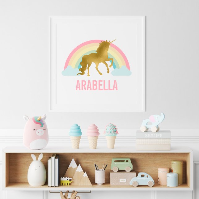 Cute Guld Unicorn Girl's Room Poster (Skapare uppladdad)