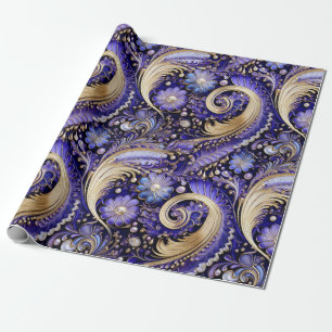 Cute Guld/Violet/Paisley-jul Presentpapper