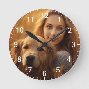 Cute Gulden hämmare Bästa Hund Mamma någonsin Rund Klocka