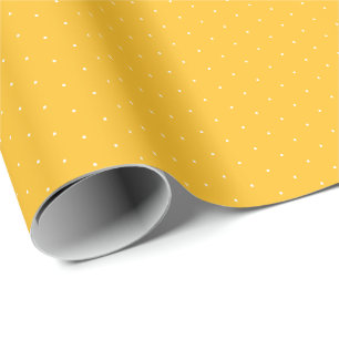 Cute guldfärgad gult vit, mycket liten polka dots presentpapper