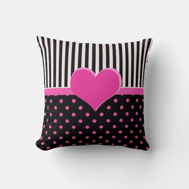Cute, gullig rosa polka dots. kudde (Framsida)