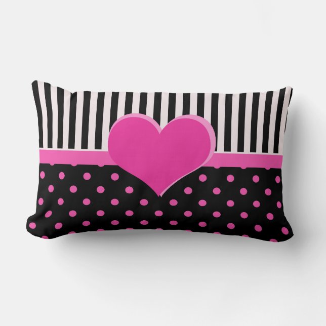 Cute, gullig rosa polka dots. lumbarkudde (Framsida)