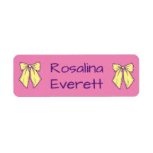 Cute Gult and Rosa Bows Girls Namn Kids