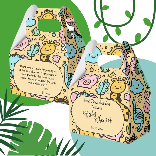 Cute Gult Animal Doddles Presentaskar (Skapare uppladdad)