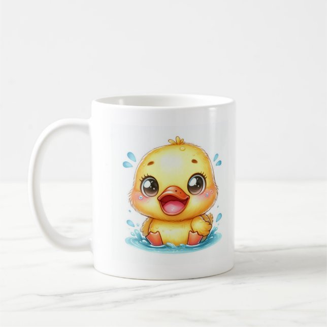 Cute gult anka kaffemugg (Vänster)