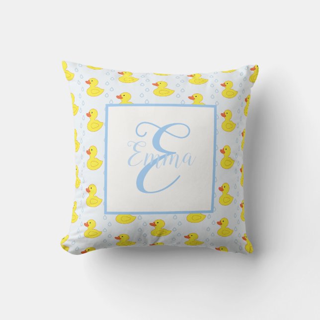 Cute Gult Anka Monogram Flicka Kudde (Framsida)