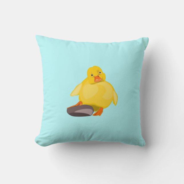 Cute Gult Anka Pillow Kudde (Framsida)