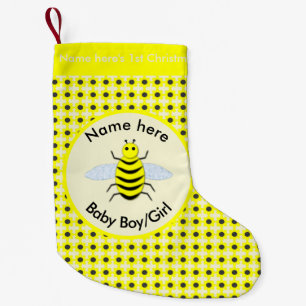 Cute Gult Baby Bee Gender Neutral First Liten Julstrumpa