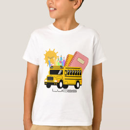 Cute gult back to school-pojkens eget namn buss t shirt