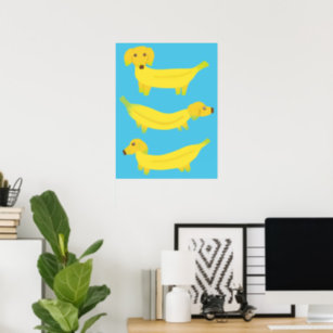 Cute Gult Banana Hundar Graphic Poster