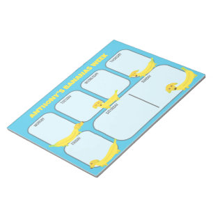 Cute Gult Banana Hundar Weekly Planner Anteckningsblock