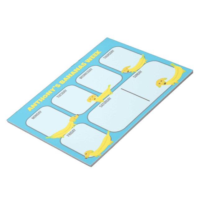 Cute Gult Banana Hundar Weekly Planner Anteckningsblock (Vinklad)