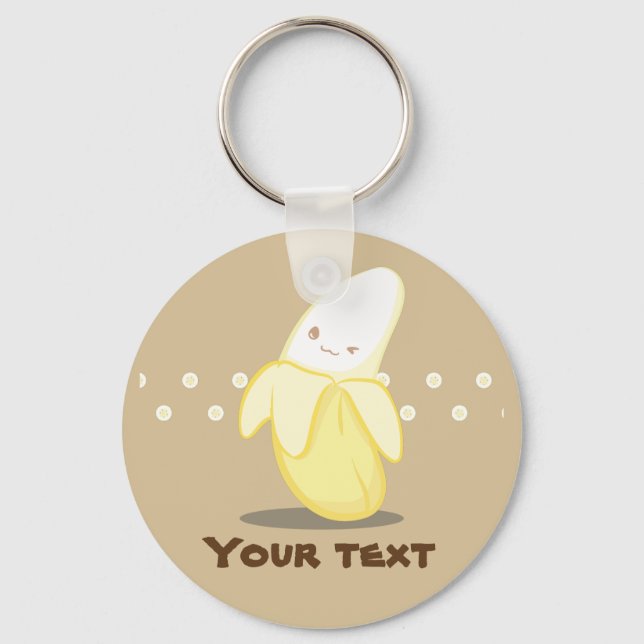 Cute Gult Banana Keychain Nyckelring (Framsida)